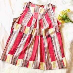 3x$25 Ellen Tracy Colorful Pleated Tank Top, Sz M